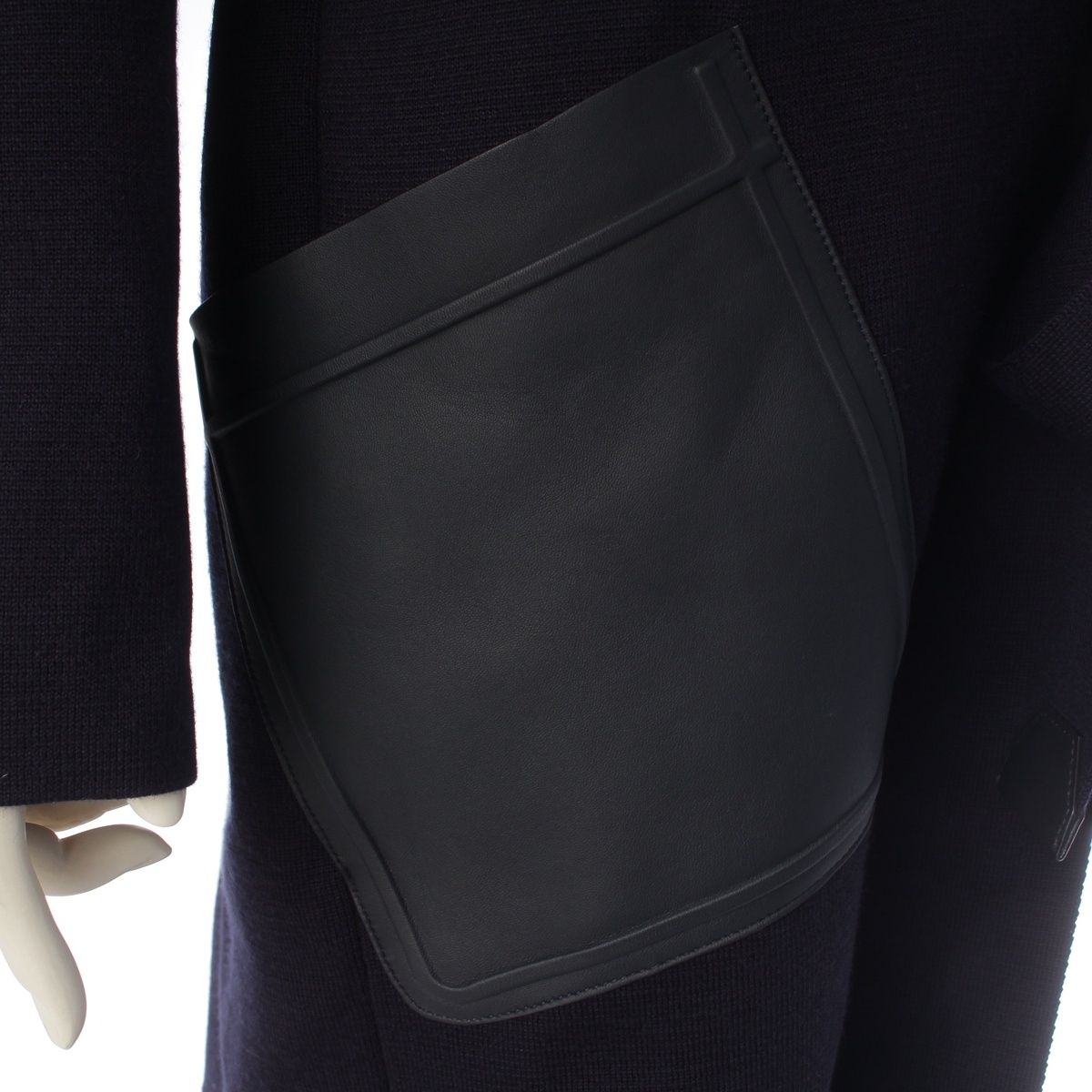 Loro Piana Cashmere Silk Pocket Long Coat with Belt Navy — view 7