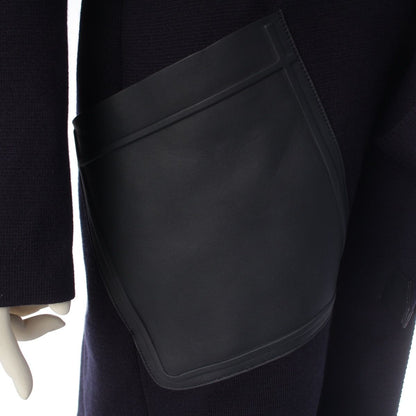 Loro Piana Cashmere Silk Pocket Long Coat with Belt Navy — view 7