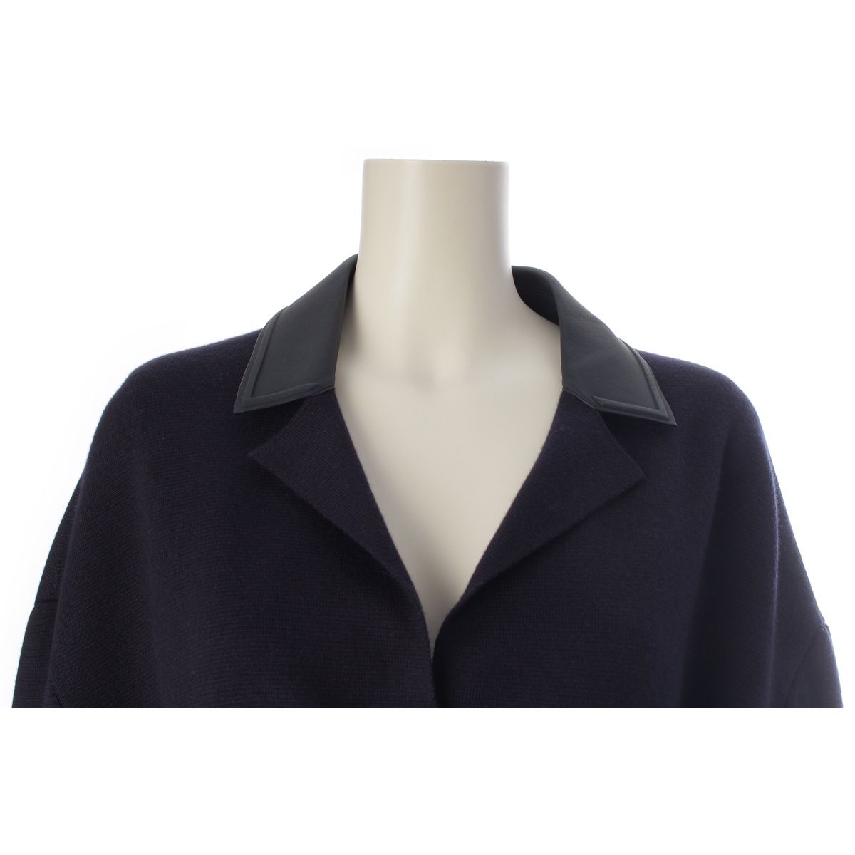 Loro Piana Cashmere Silk Pocket Long Coat with Belt Navy — view 5