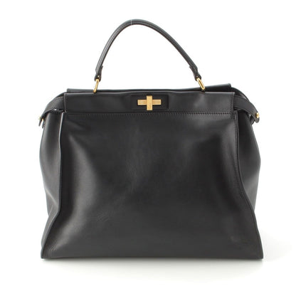 Fendi Peekaboo Leather Large Handbag 2-Way Shoulder Black