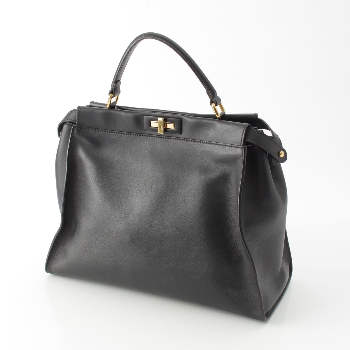 Fendi Peekaboo Leather Large Handbag 2-Way Shoulder Black — view 2