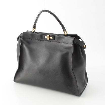 Fendi Peekaboo Leather Large Handbag 2-Way Shoulder Black — view 2