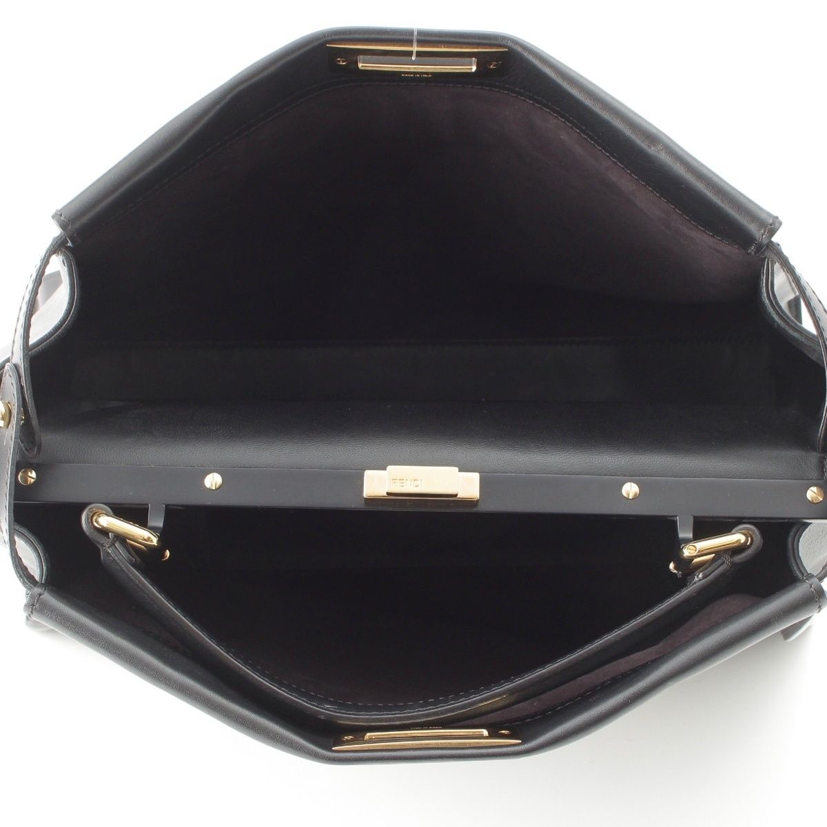 Fendi Peekaboo Leather Large Handbag 2-Way Shoulder Black — view 6