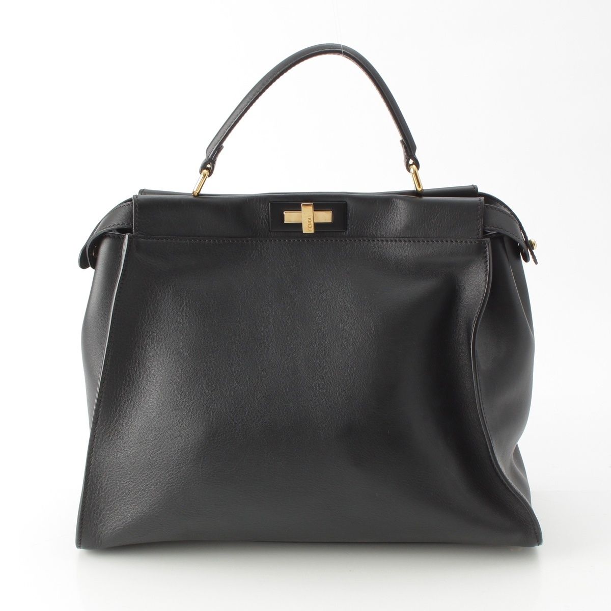 Fendi Peekaboo Leather Large Handbag 2-Way Shoulder Black — view 4
