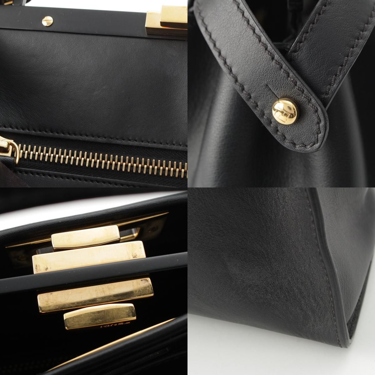 Fendi Peekaboo Leather Large Handbag 2-Way Shoulder Black — view 8