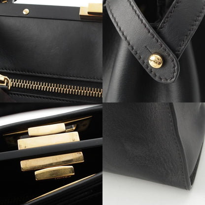 Fendi Peekaboo Leather Large Handbag 2-Way Shoulder Black — view 8