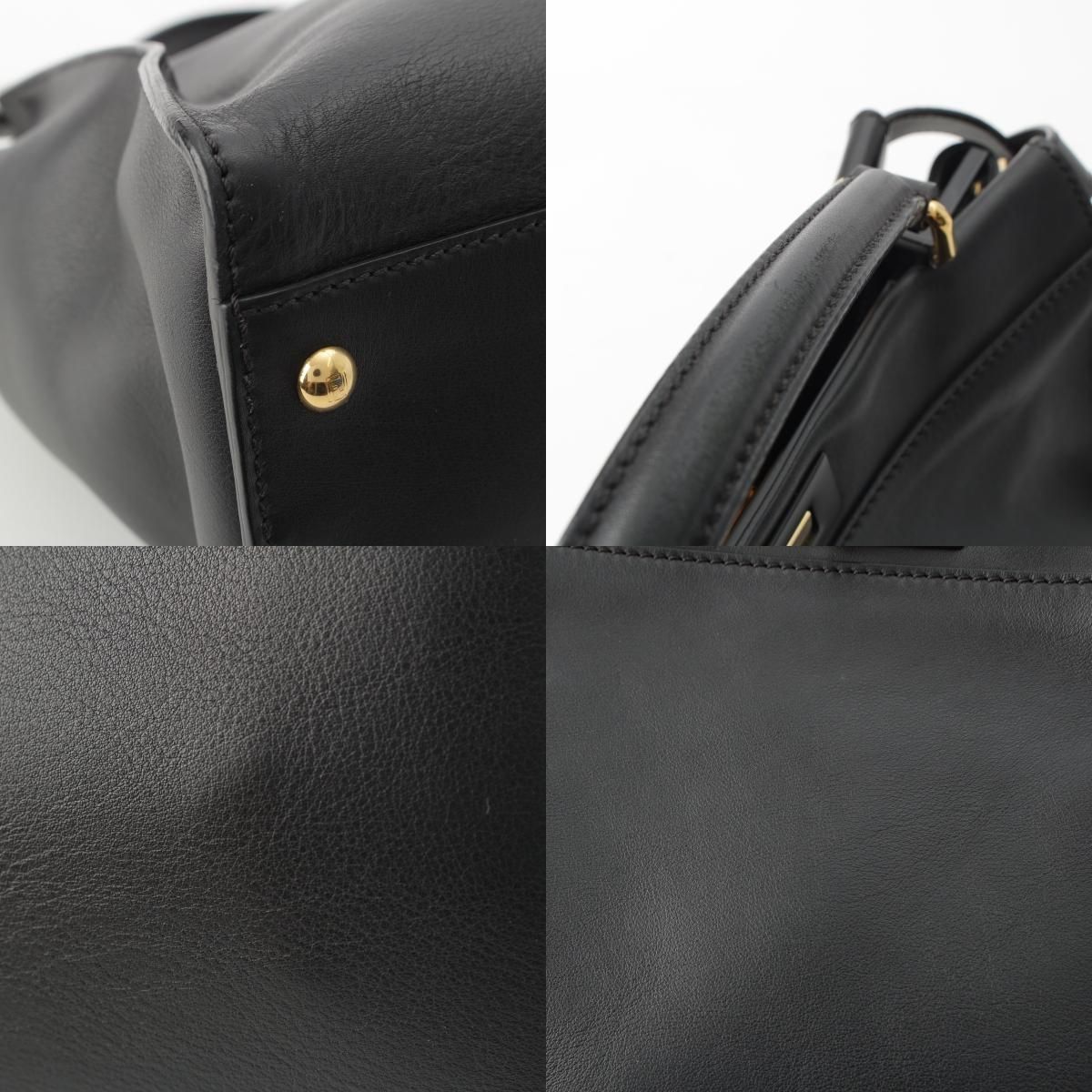 Fendi Peekaboo Leather Large Handbag 2-Way Shoulder Black — view 9