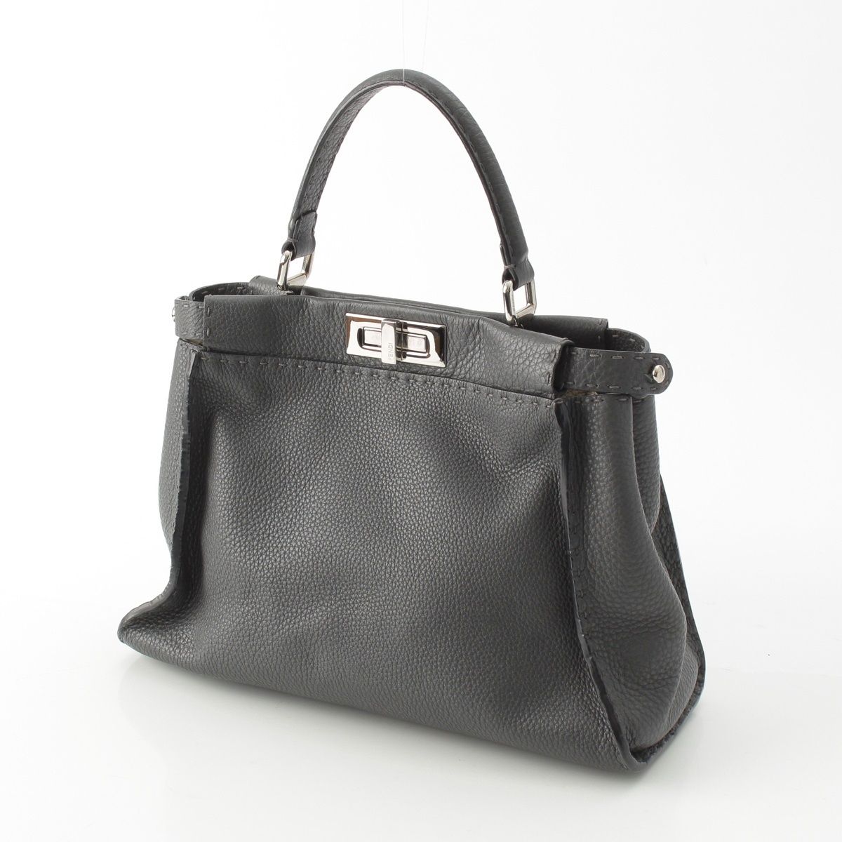 Fendi Peekaboo Selleria Leather Regular Handbag 2-Way Shoulder Gray — view 2