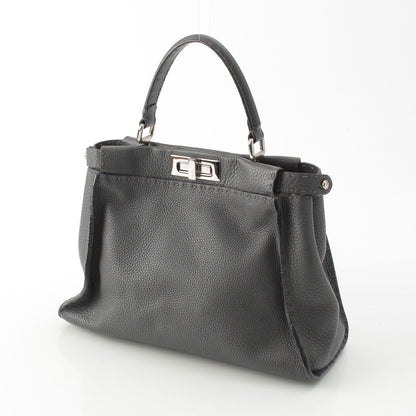 Fendi Peekaboo Selleria Leather Regular Handbag 2-Way Shoulder Gray — view 2