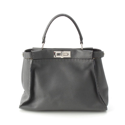 Fendi Peekaboo Selleria Leather Regular Handbag 2-Way Shoulder Gray
