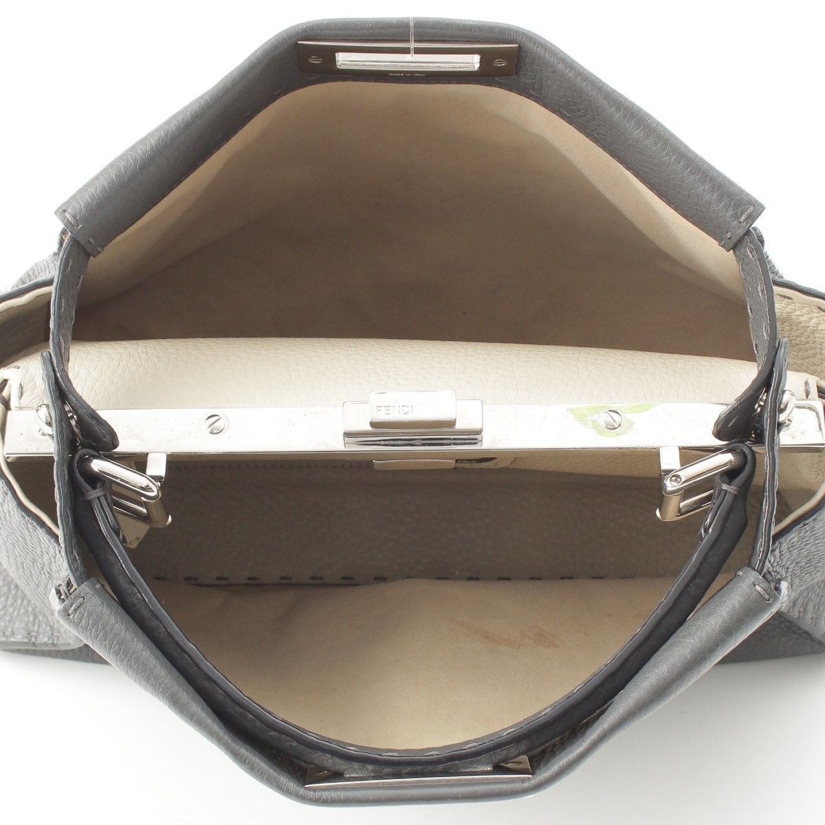 Fendi Peekaboo Selleria Leather Regular Handbag 2-Way Shoulder Gray — view 6
