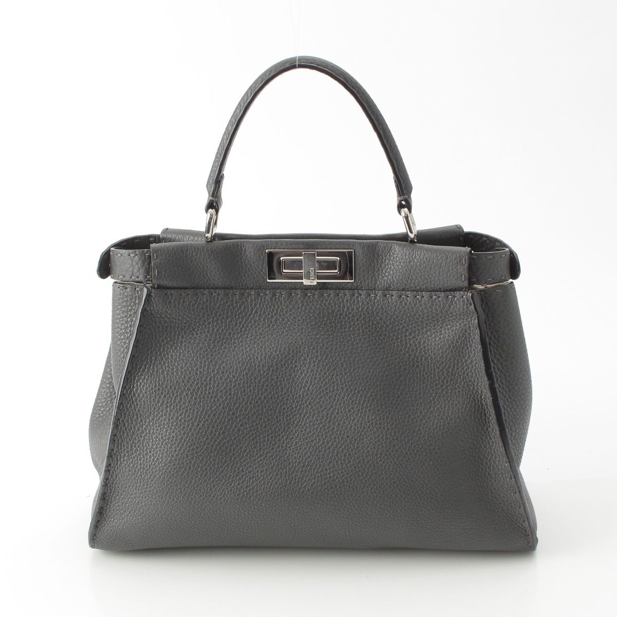 Fendi Peekaboo Selleria Leather Regular Handbag 2-Way Shoulder Gray — view 4