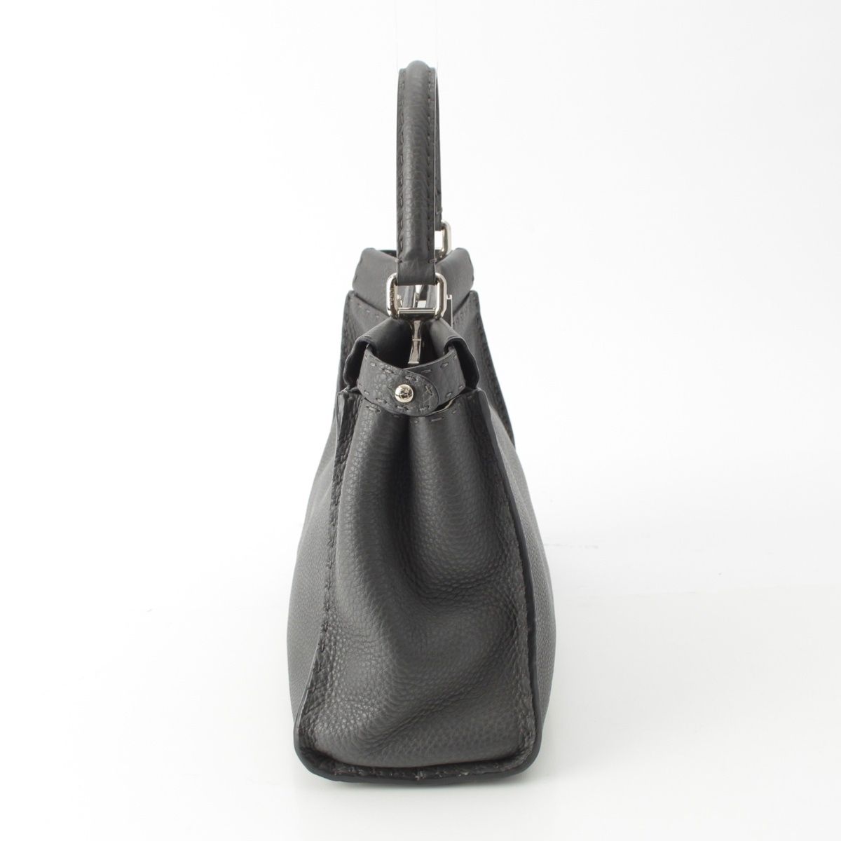 Fendi Peekaboo Selleria Leather Regular Handbag 2-Way Shoulder Gray — view 3