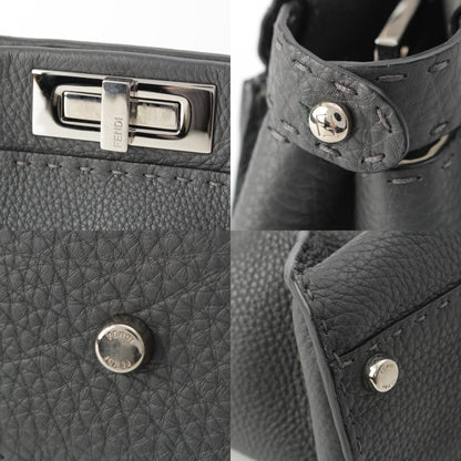 Fendi Peekaboo Selleria Leather Regular Handbag 2-Way Shoulder Gray — view 8