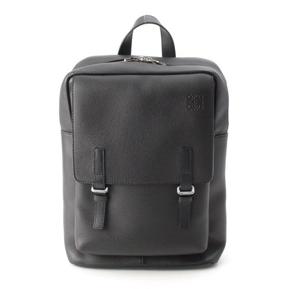 Loewe Military Leather Anagram Silver Backpack Black