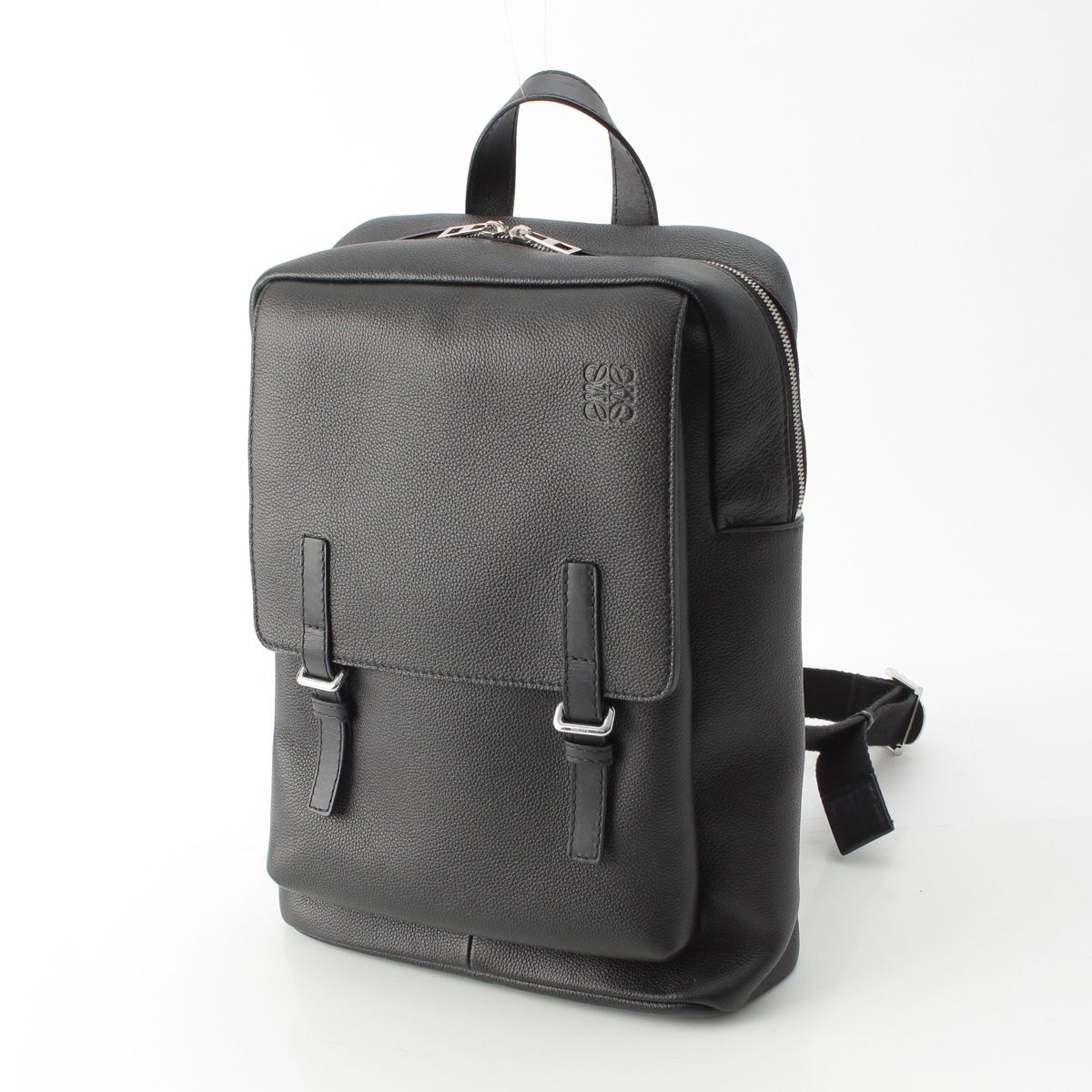 Loewe Military Leather Anagram Silver Backpack Black — view 2
