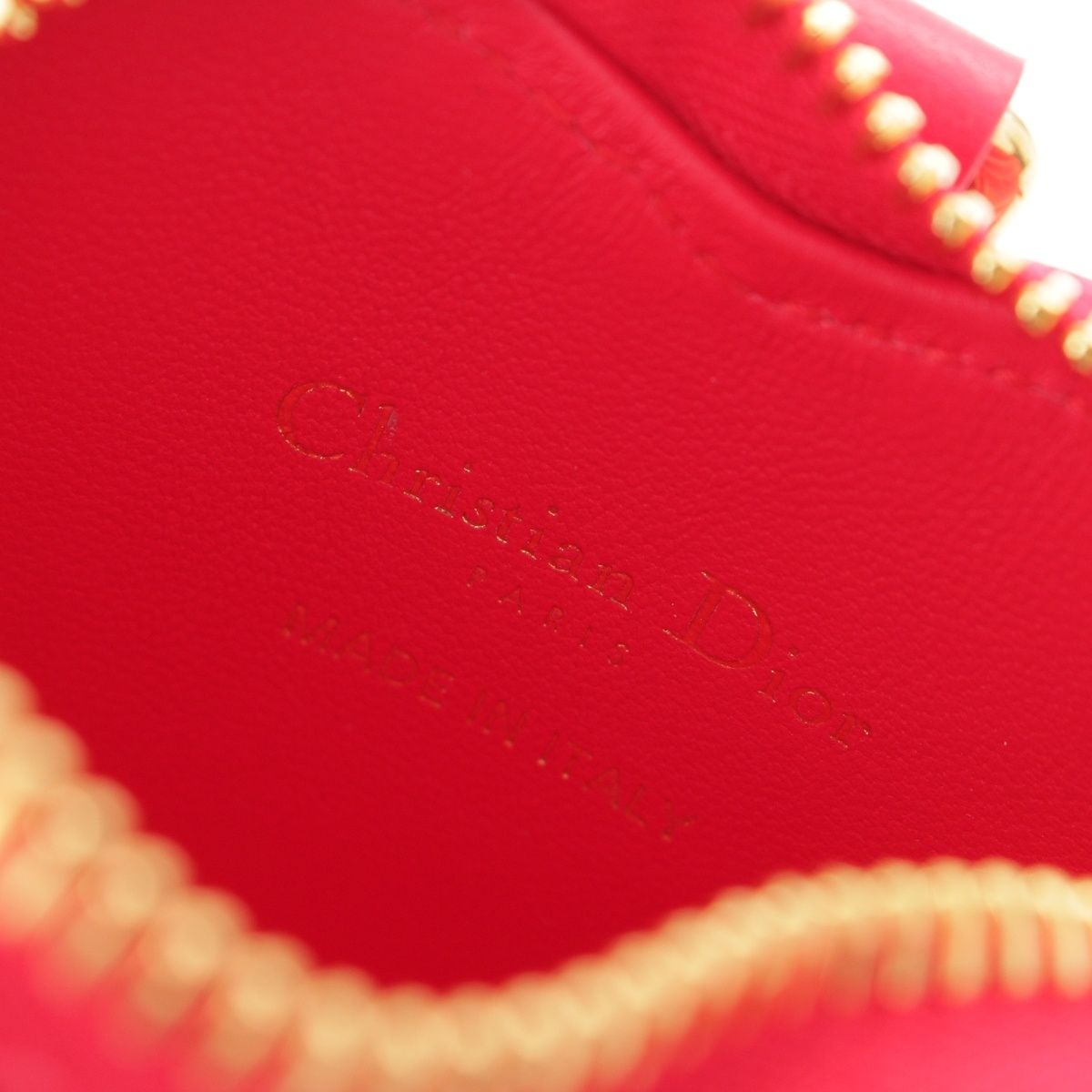 Dior Cannage Heart Charm Coin Purse Pouch Gold — view 5