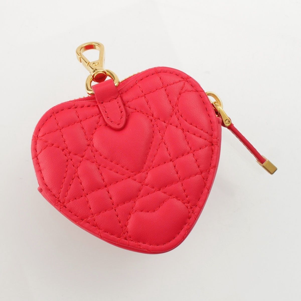Dior Cannage Heart Charm Coin Purse Pouch Gold — view 2