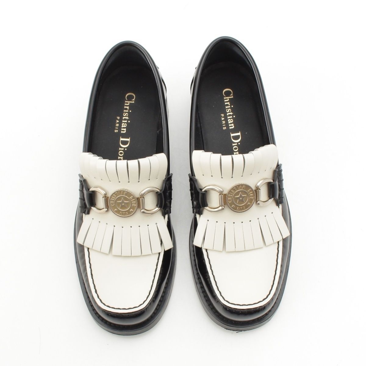 Dior Boy Platform Moccasins Loafers Shoes Bicolor White Black — view 2