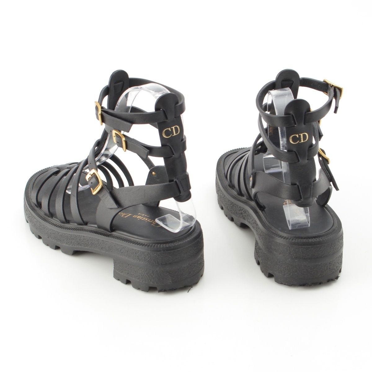 Dior Bay Platform Gurkha Sandals Shoes Black — view 4