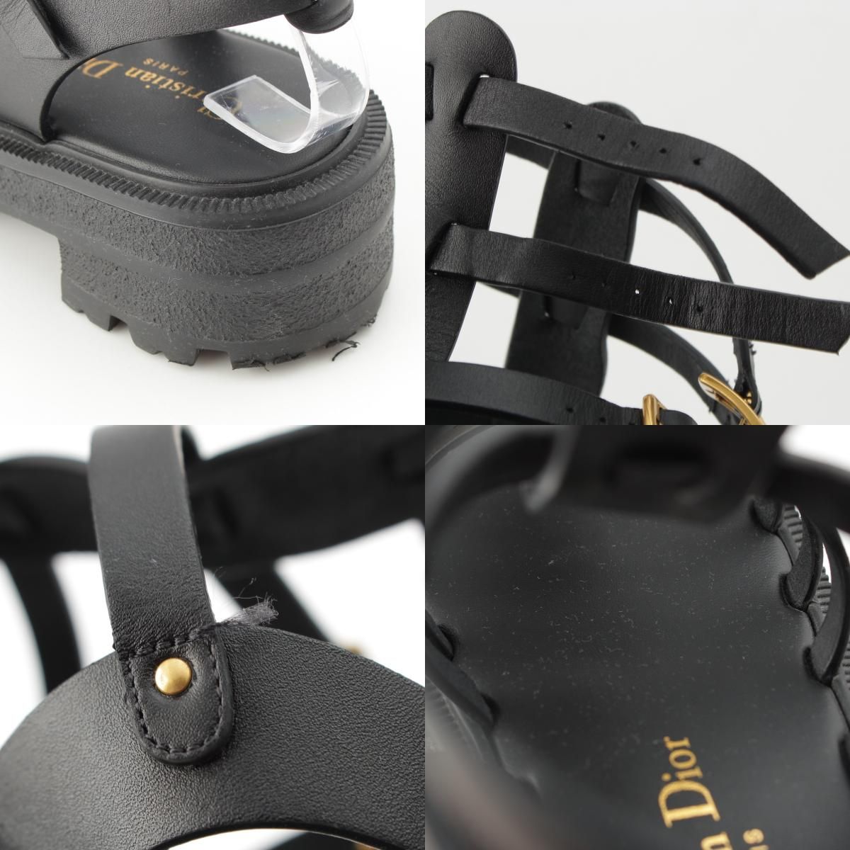 Dior Bay Platform Gurkha Sandals Shoes Black — view 9