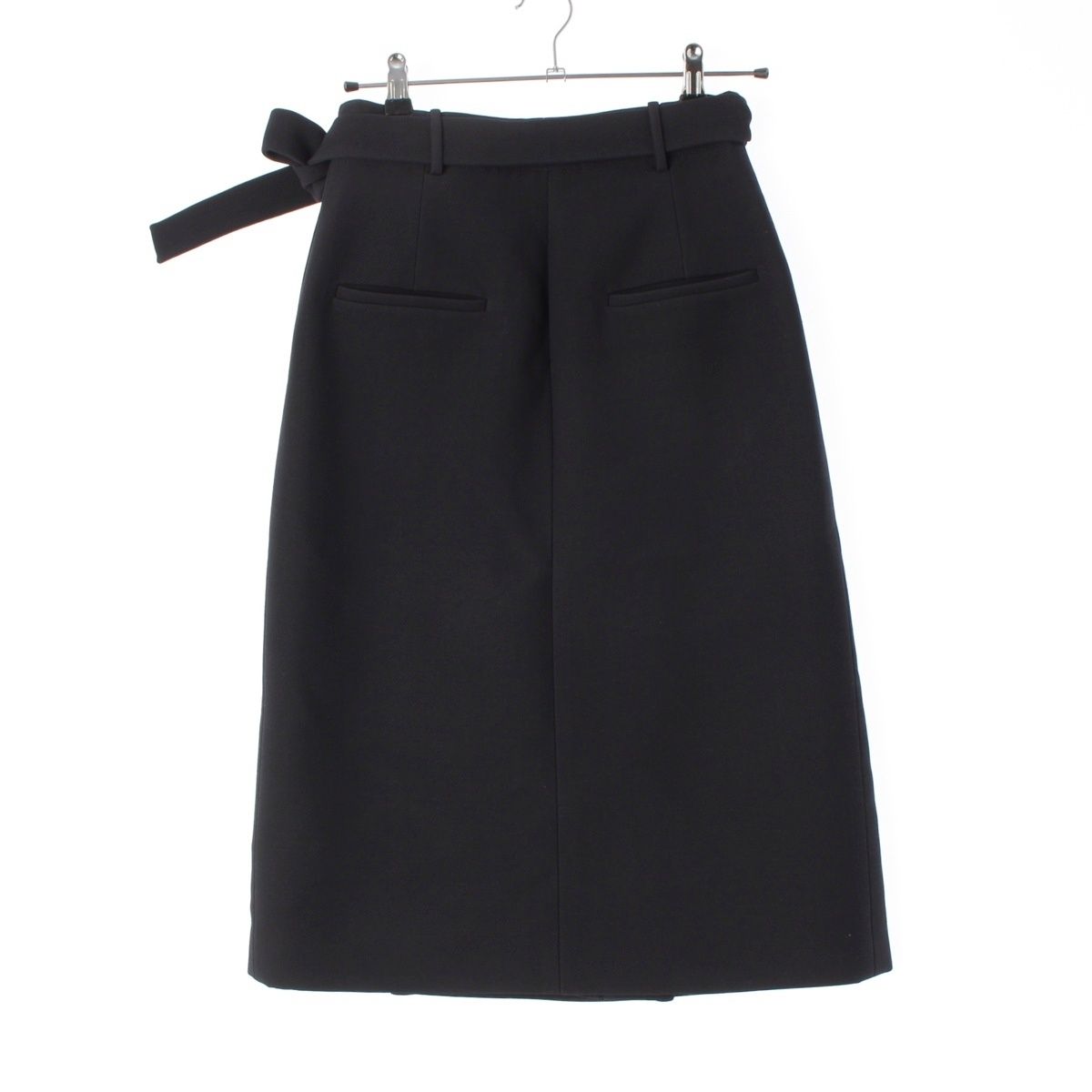 Dior Technical Silk Wool Long Wrap Skirt Black 38 — view 2