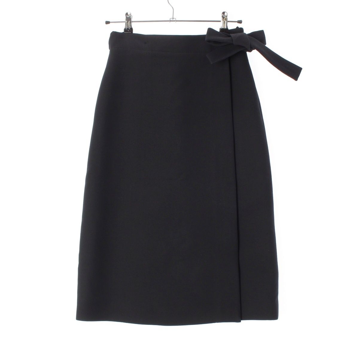 Dior Technical Silk Wool Long Wrap Skirt Black 38