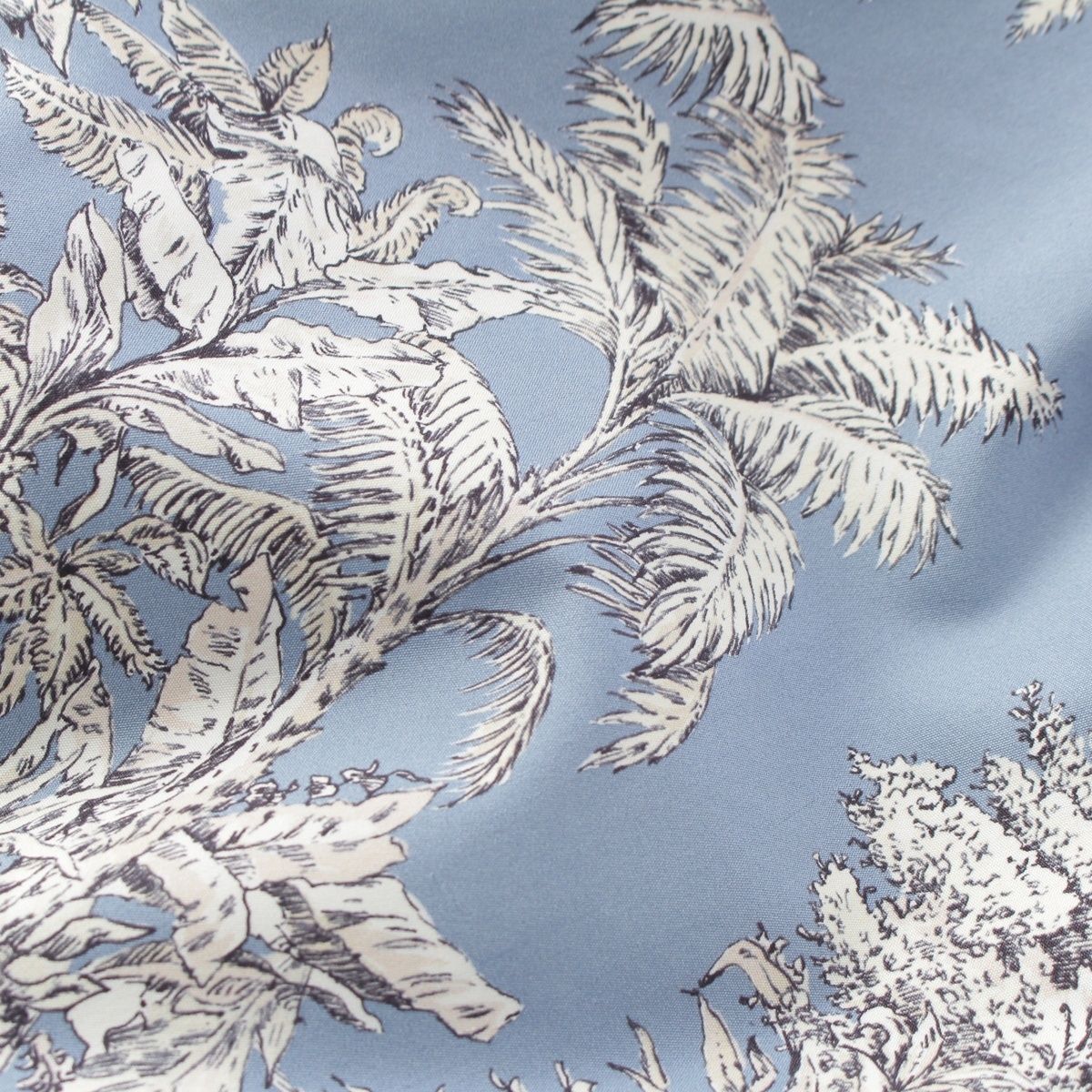 Dior Iviera Cotton Silk de Jouy Palm Tree All Over Pattern Shoulder Dress Blue — view 8