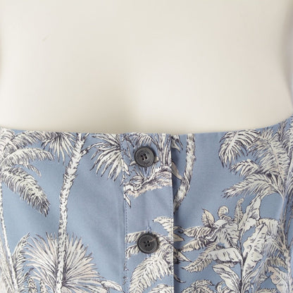 Dior Iviera Cotton Silk de Jouy Palm Tree All Over Pattern Shoulder Dress Blue — view 5