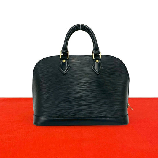Louis Vuitton Alma LV Logo Epi Leather Handbag Mini Tote Black Noir