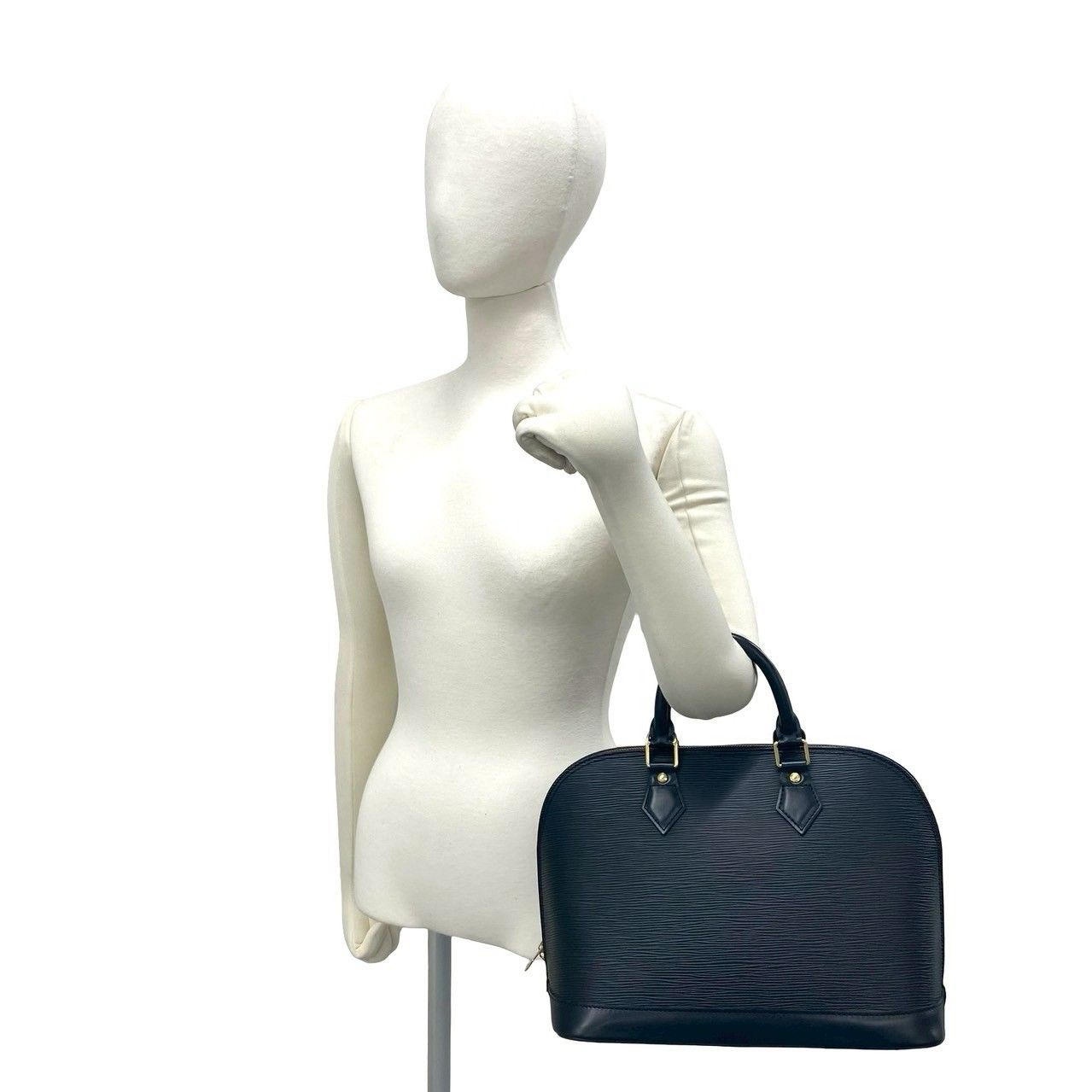 Louis Vuitton Alma LV Logo Epi Leather Handbag Mini Tote Black Noir — view 2