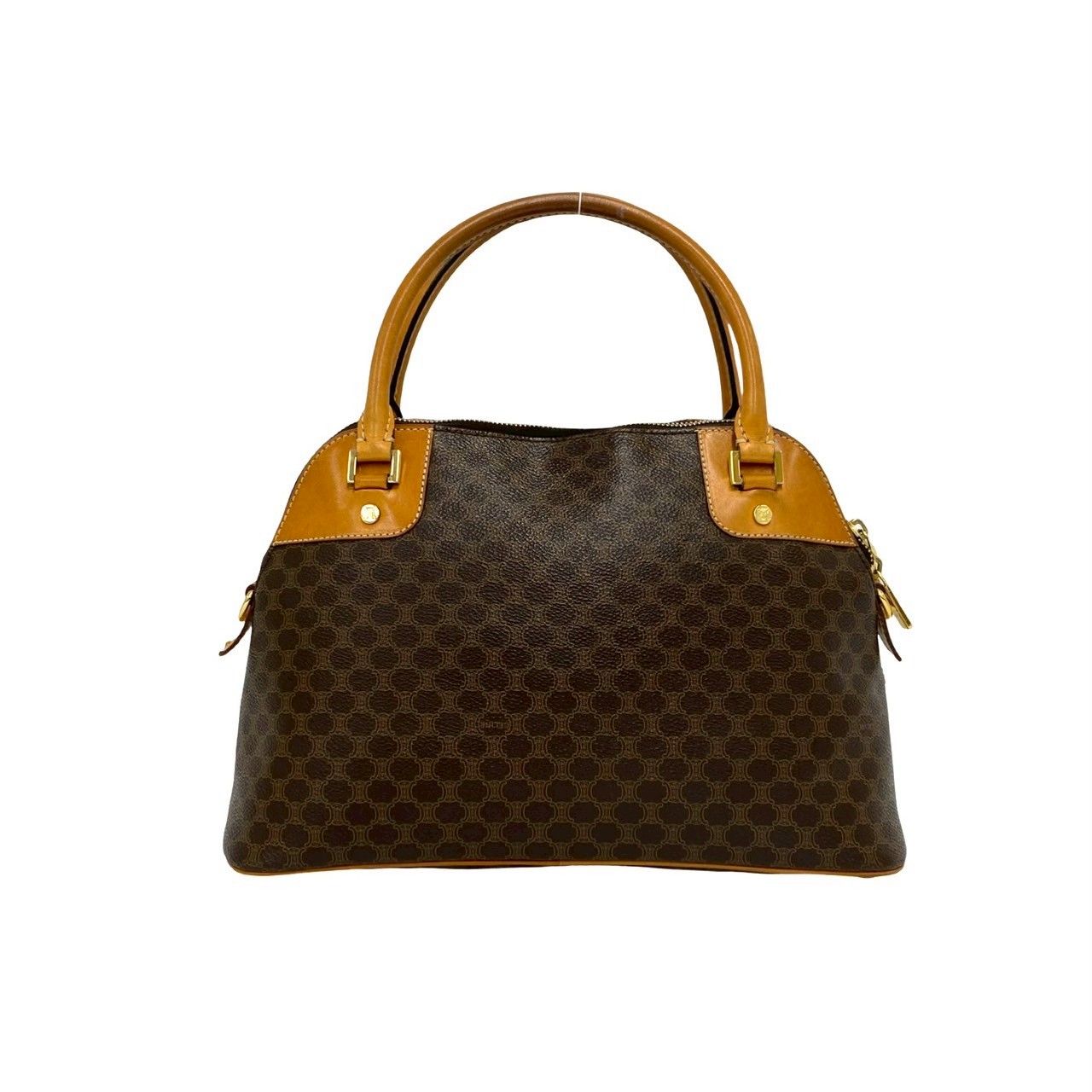 Celine Vintage Macadam Blason Triomphe Leather Mini Boston Bag Brown — view 3