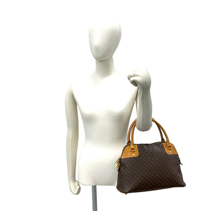 Celine Vintage Macadam Blason Triomphe Leather Mini Boston Bag Brown — view 2