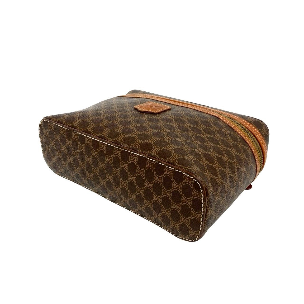 Celine Vintage Macadam Blason Triomphe Pattern Logo Leather Handbag Vanity — view 8