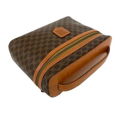 Celine Vintage Macadam Blason Triomphe Pattern Logo Leather Handbag Vanity — view 4