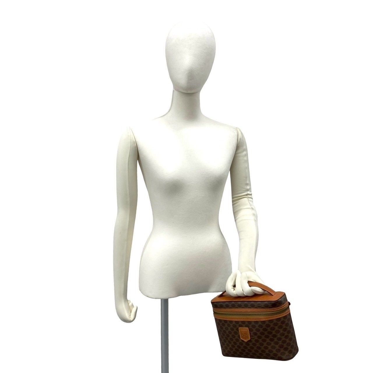 Celine Vintage Macadam Blason Triomphe Pattern Logo Leather Handbag Vanity — view 2