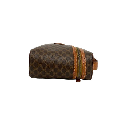 Celine Vintage Macadam Blason Triomphe Pattern Logo Leather Handbag Vanity — view 6