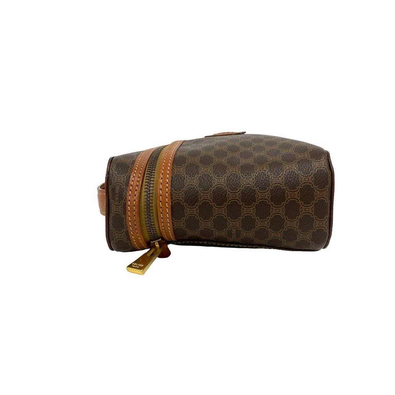 Celine Vintage Macadam Blason Triomphe Pattern Logo Leather Handbag Vanity — view 5