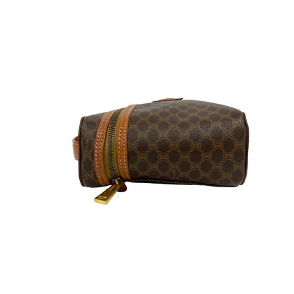 Celine Vintage Macadam Blason Triomphe Pattern Logo Leather Handbag Vanity — view 5