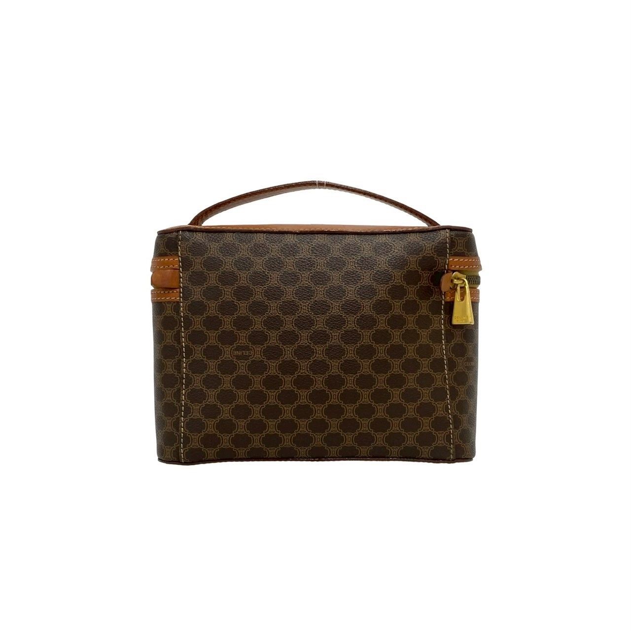 Celine Vintage Macadam Blason Triomphe Pattern Logo Leather Handbag Vanity — view 3