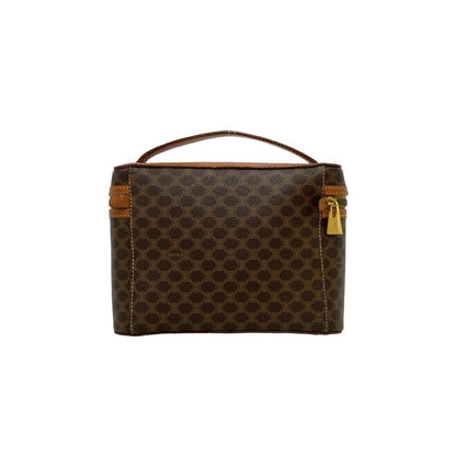 Celine Vintage Macadam Blason Triomphe Pattern Logo Leather Handbag Vanity — view 3