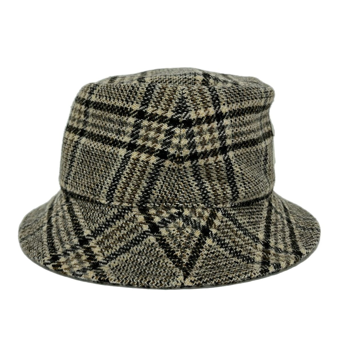 Celine Hat S Black Beige Brown Plaid Wool — view 2