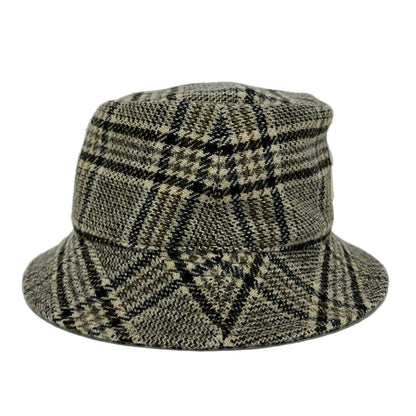 Celine Hat S Black Beige Brown Plaid Wool — view 2