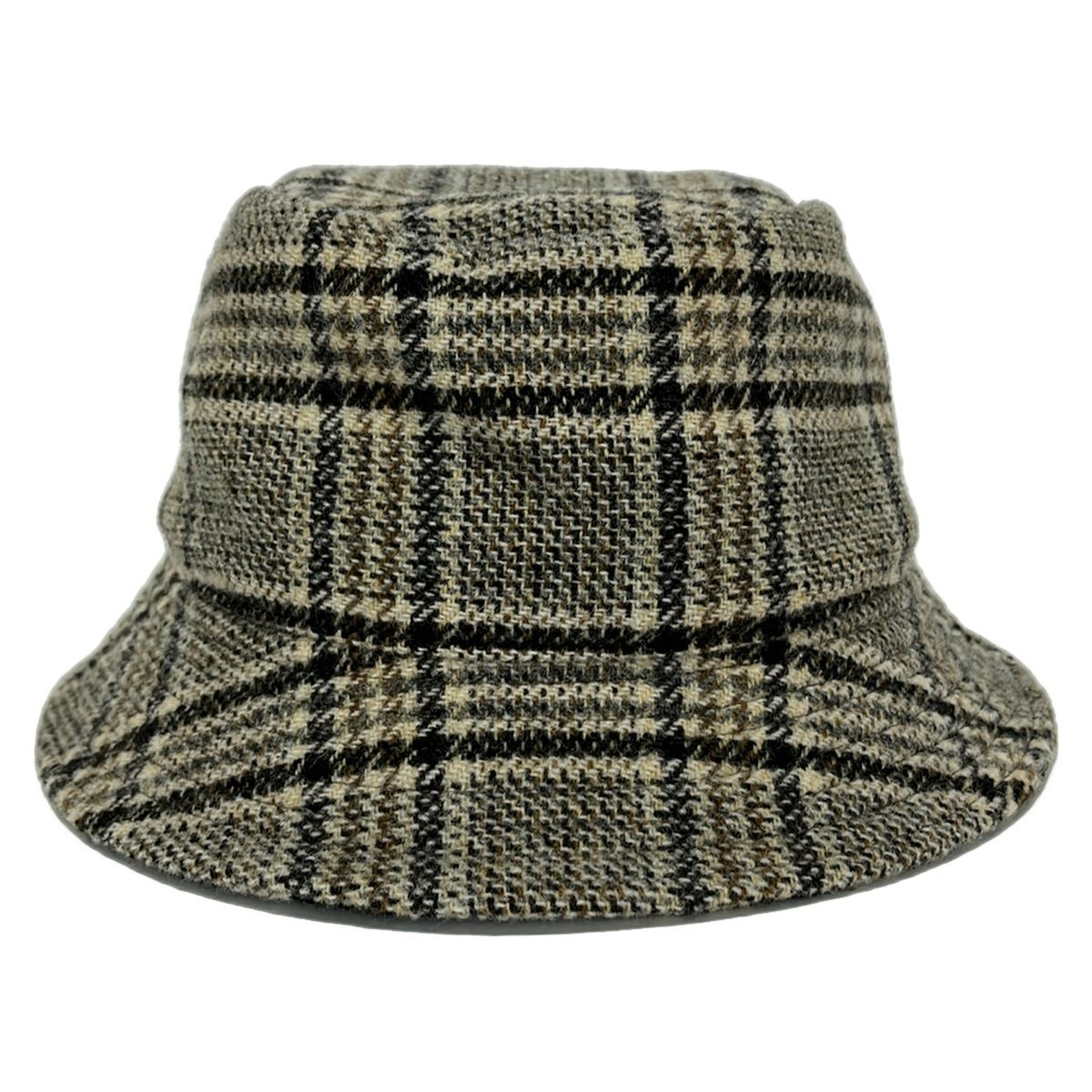 Celine Hat S Black Beige Brown Plaid Wool — view 3