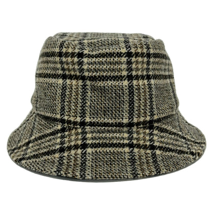 Celine Hat S Black Beige Brown Plaid Wool — view 3