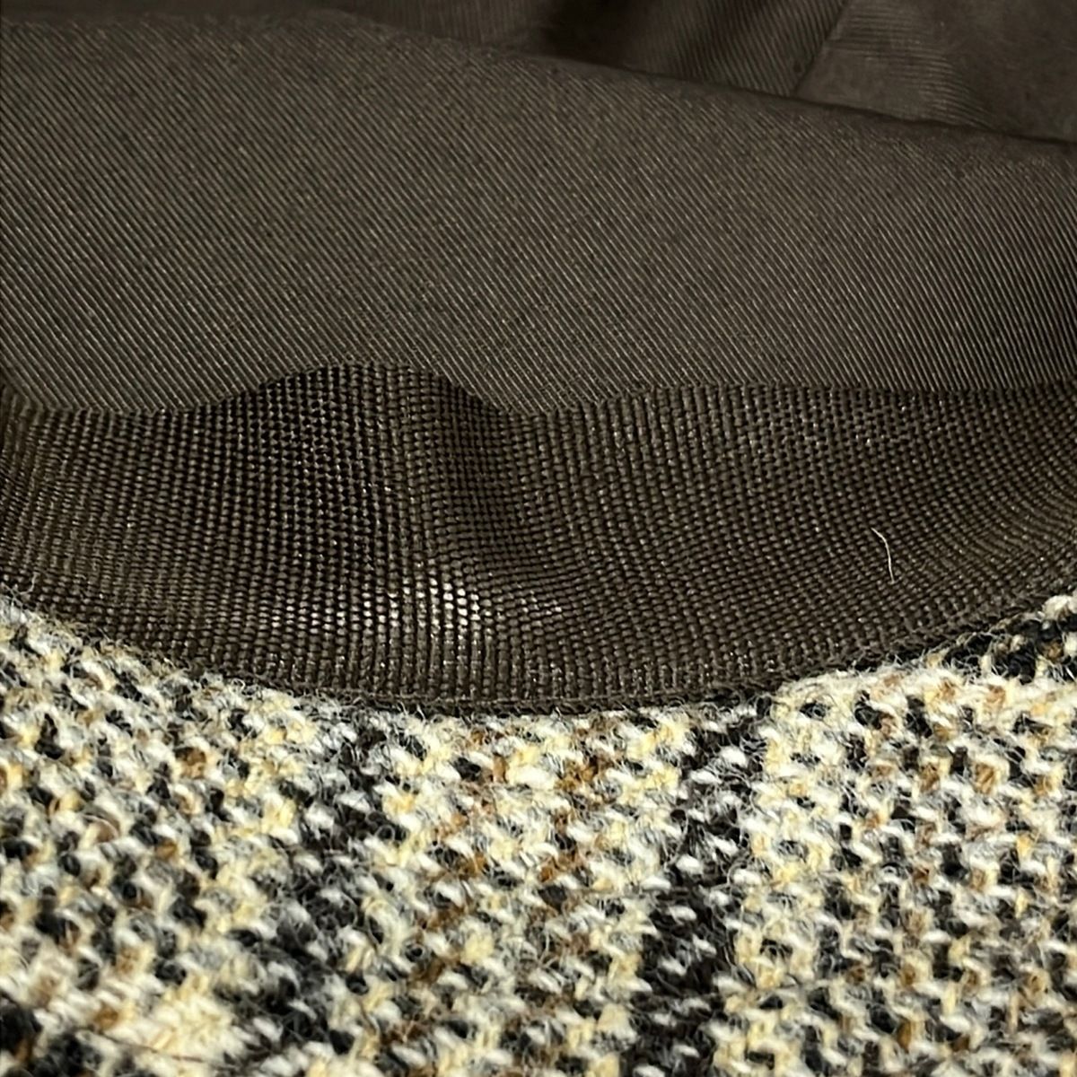 Celine Hat S Black Beige Brown Plaid Wool — view 8