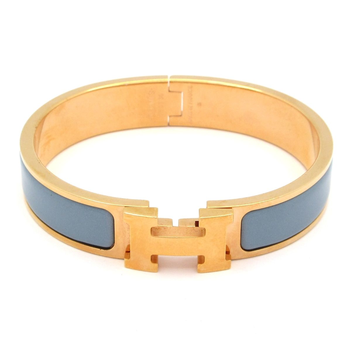 Hermes Bangle Click Pink Gold Light Blue Bracelet