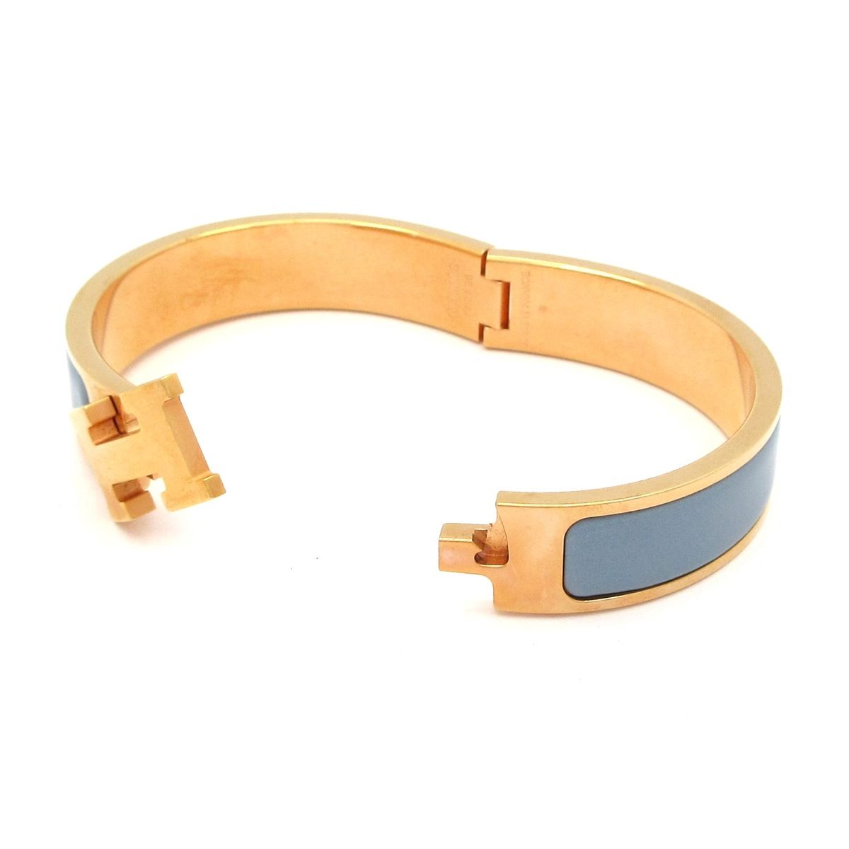 Hermes Bangle Click Pink Gold Light Blue Bracelet — view 5