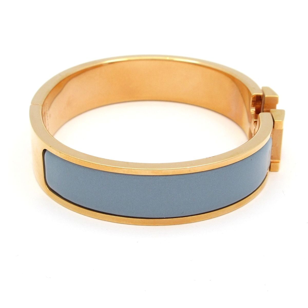 Hermes Bangle Click Pink Gold Light Blue Bracelet — view 2