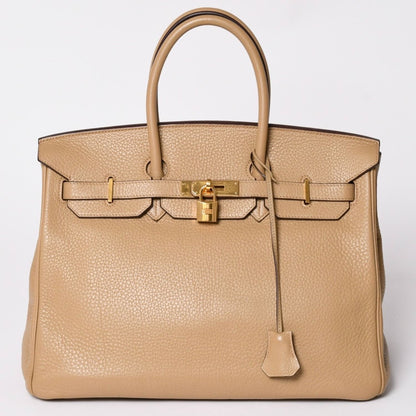 Hermes Birkin 35 Beige Gold Taurillon Clemence Handbag
